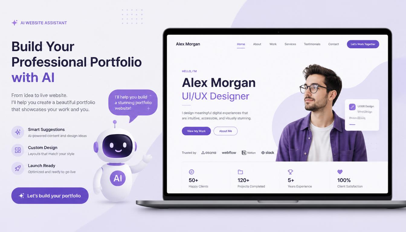 Freelance portfolio website with AI built in 2 hours showing portfolio dashboard 2026